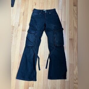 Zara low rise cargo jeans in a Black Acid Wash